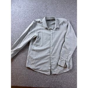 Men's HUGO BOSS Regular Fit Long Sleeve Button Down Shirt LARGE Gray Geometric